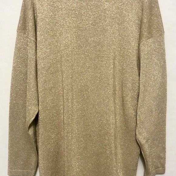 Lisa International Gold Metallic Shirt Button Up Sweater Combo M and L Party - Picture 3 of 3
